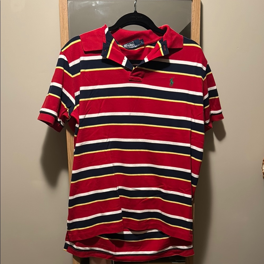 VTG Polo by Ralph Lauren Men's Red Striped Rugby Shirt